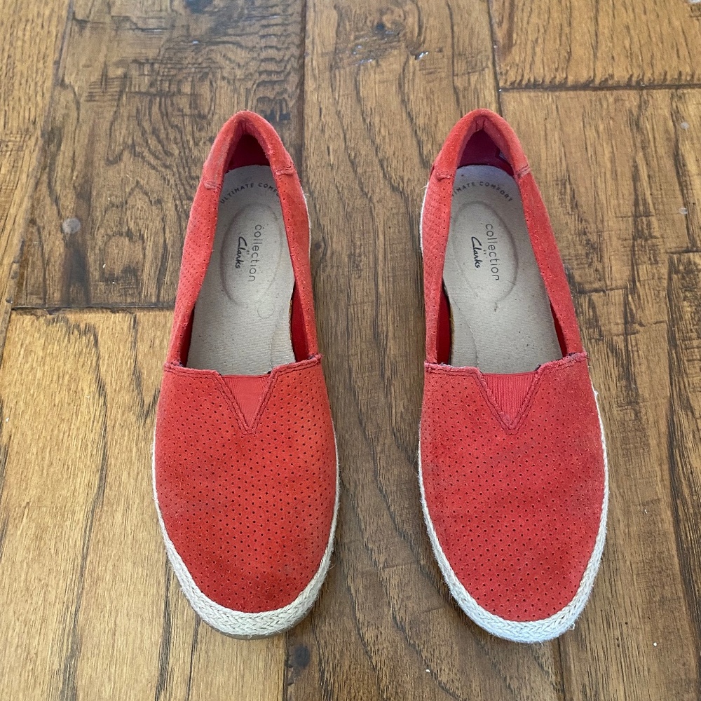 Women's Clarks Danelly Sky Espadrille Flat, Red, Size 7.5